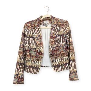 Alberto Makali Vintage Bead Print Fitted Blazer Jacket